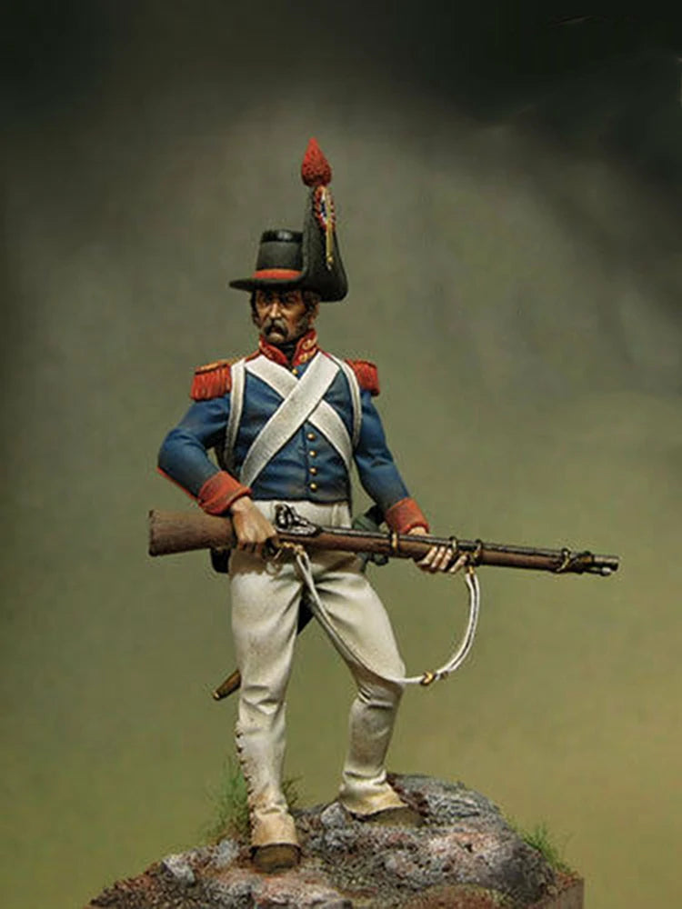 1/32 Napoleonic French Infantryman Standing with Shako, Resin Model Figure Kit, Unassembled and Unpainted