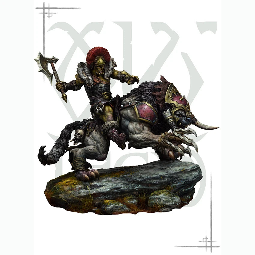 1/24 Chaos Warrior Mounted, 2 Figures, Resin Model Figure Kit, Fantasy Theme, Unassembled and Unpainted