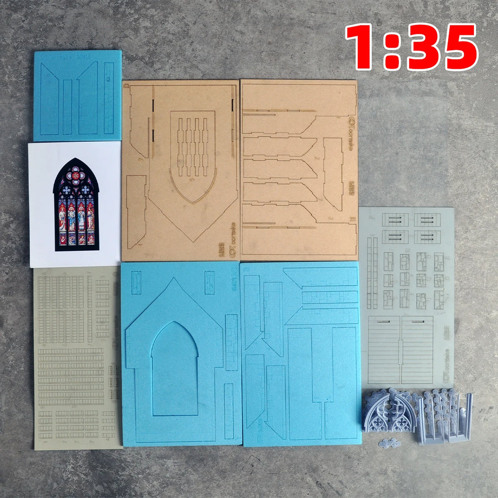 1/35 Medieval Gothic Chapel, Resin Model Diorama Kit, Unassembled and Unpainted
