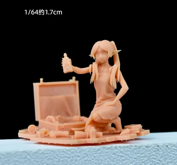 1/64 Girl with Fantasy Aesthetic, Resin Model Figure Kit, Anime Theme, Unassembled and Unpainted