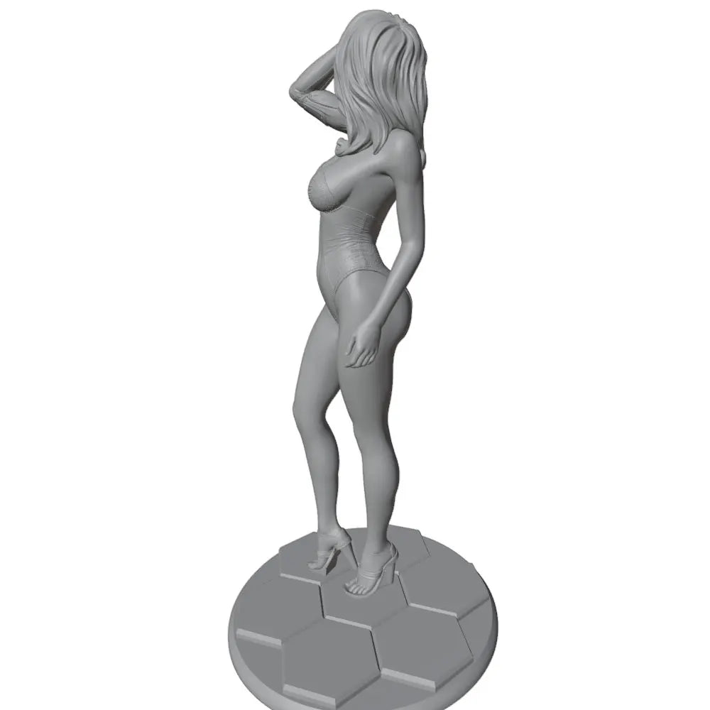 1/24 Brunette Pin-up with Hand Behind Head, Resin Model Figure Kit, Unassembled and Unpainted