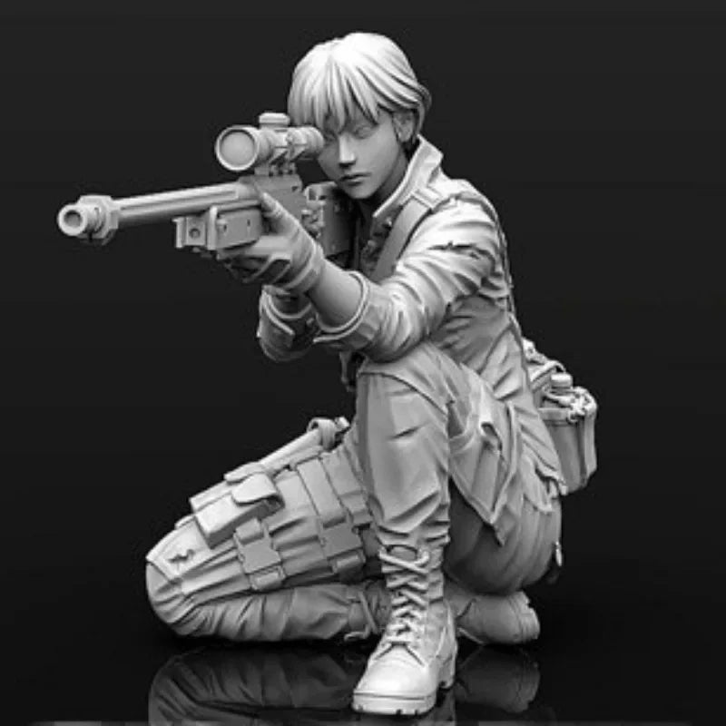 1/35 Modern Tactical Sniper Kneeling in Firing Stance, Resin Model Figure Kit, Unassembled and Unpainted