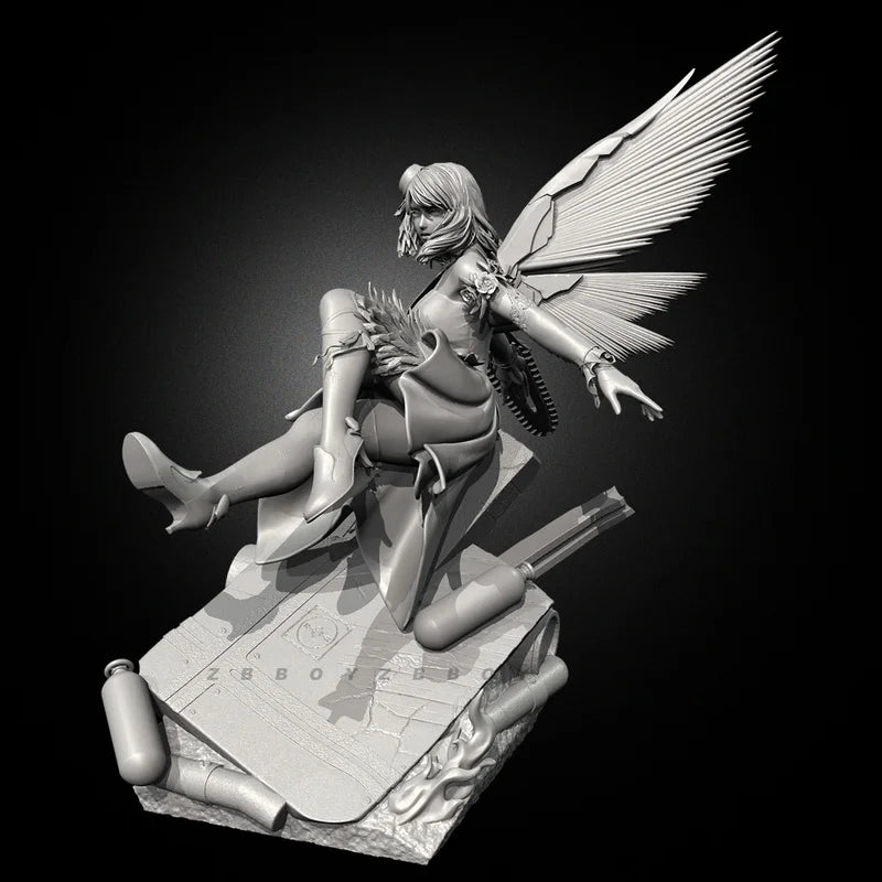 75mm Winged Female Battle Warrior, Resin Model Figure Kit, Fantasy Theme, Unassembled and Unpainted