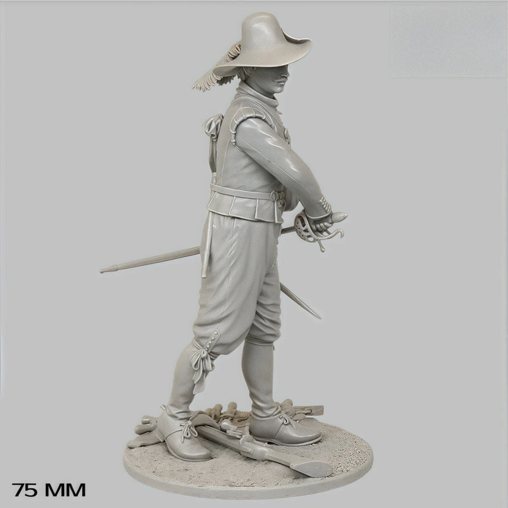 75mm Napoleonic French Officer with Sabre, Resin Model Figure Kit, Unassembled and Unpainted