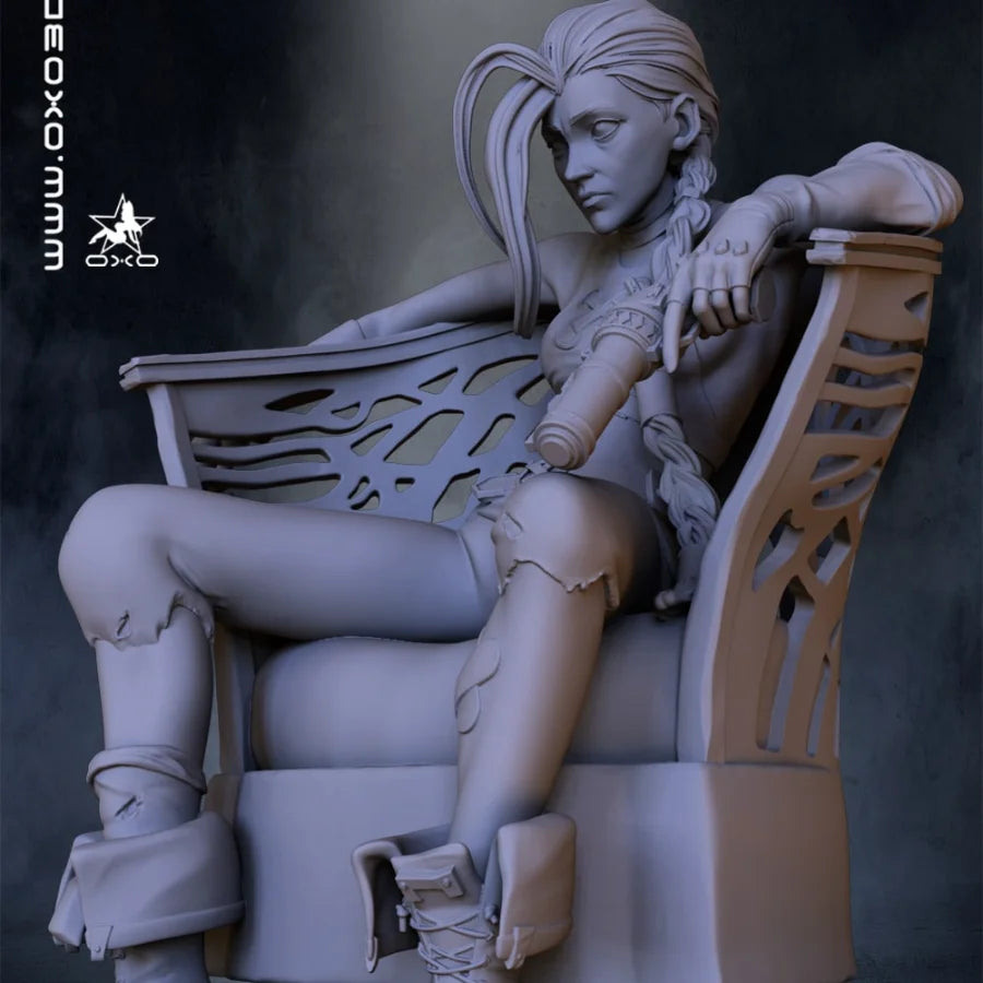 1/24 Female Character with Winged Throne, Resin Model Figure Kit, Fantasy Theme, Unassembled and Unpainted