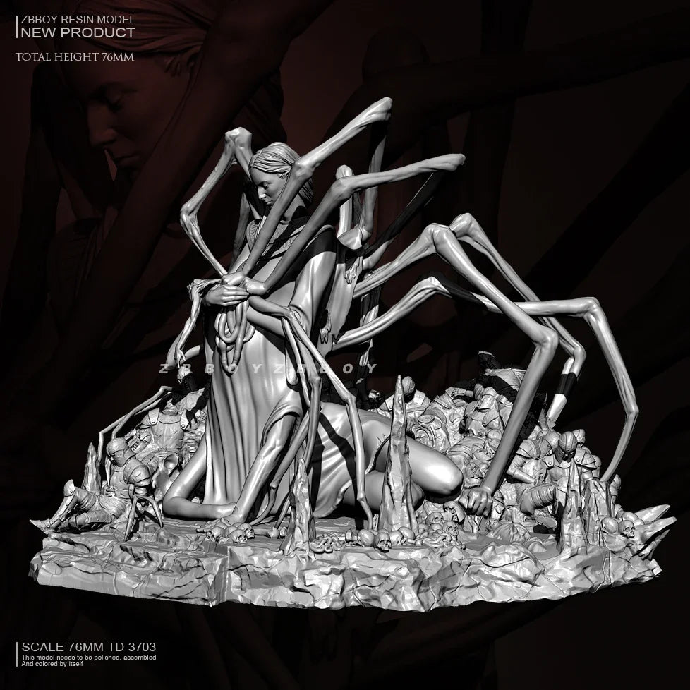 76mm Spider-Humanoid Creature, Resin Model Figure Kit, Fantasy Theme, Unassembled and Unpainted