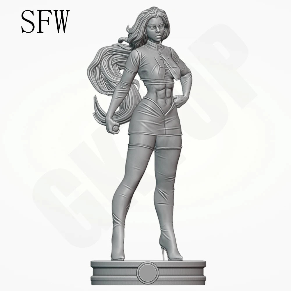 1/24 Modern Pin-Up in White Top and Black Thigh Boots, Resin Model Figure Kit, Unassembled and Unpainted