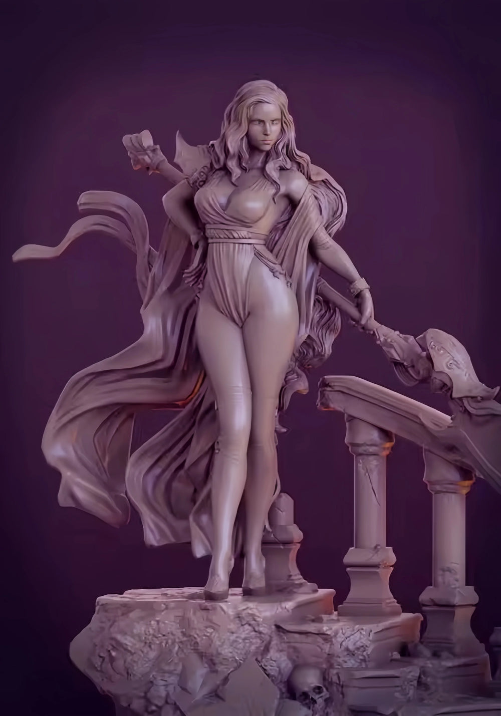70mm Female Warrior, Resin Model Figure Kit, Fantasy Theme, Unassembled and Unpainted
