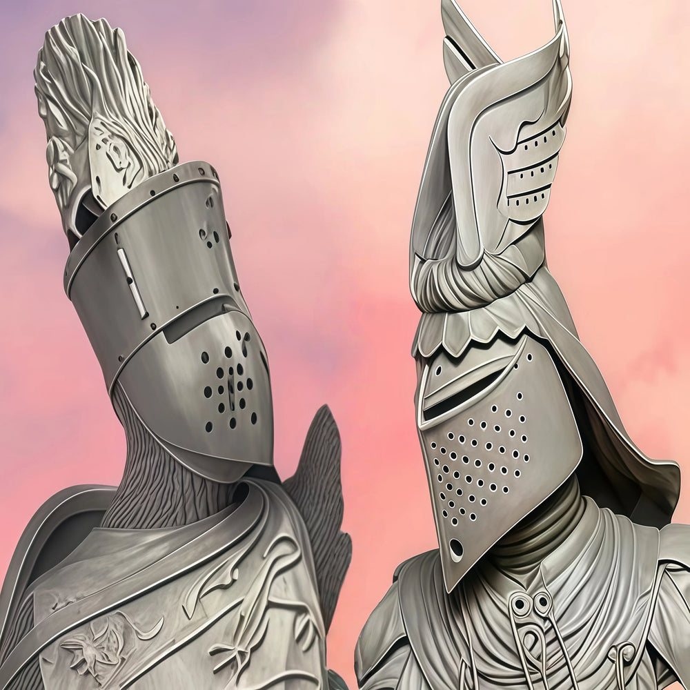 1/24 Medieval Demonic Dark Fantasy Warriors, 2 Figures, Resin Model Figure Kit, Unassembled and Unpainted