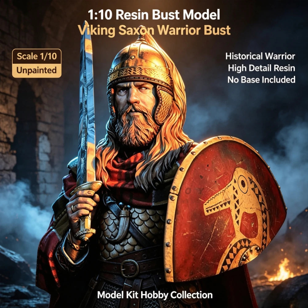 1/10 Medieval Saxon Warrior, Resin Model Bust Kit, Unassembled and Unpainted