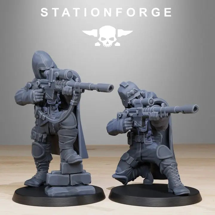 Snipers Squad, 8 Figures, Resin Model Figure Kit, Sci-Fi Theme, Unassembled and Unpainted