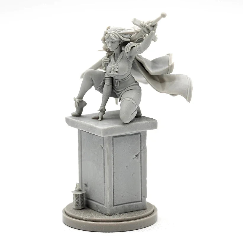 38mm Sorceress with Red Cloak Casting Spell, Resin Model Figure Kit, Anime Theme, Unassembled and Unpainted