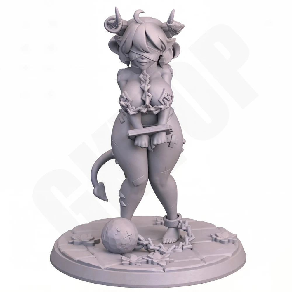 1/24 Spiral-Horned Demon Sorceress, Resin Model Figure Kit, Fantasy Theme, Unassembled and Unpainted