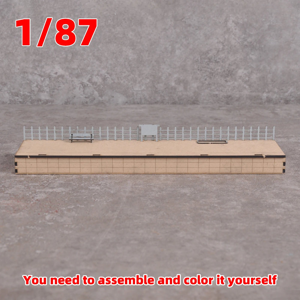 1/87 Railway Station Platform Set with Canopies, Resin Model Diorama Kit, Historical Theme, Unassembled and Unpainted