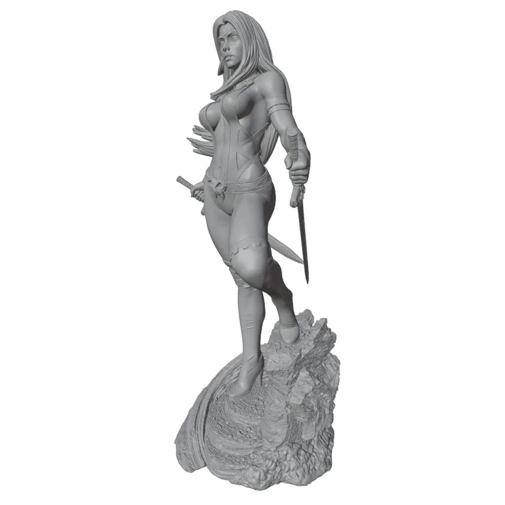 1/24 Elf Warrior Leaping with Dual Daggers, Resin Model Figure Kit, Fantasy Theme, Unassembled and Unpainted