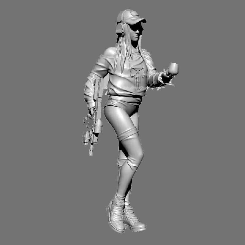 1/24 Modern Tactical Female Operator, Resin Model Figure Kit, Unassembled and Unpainted
