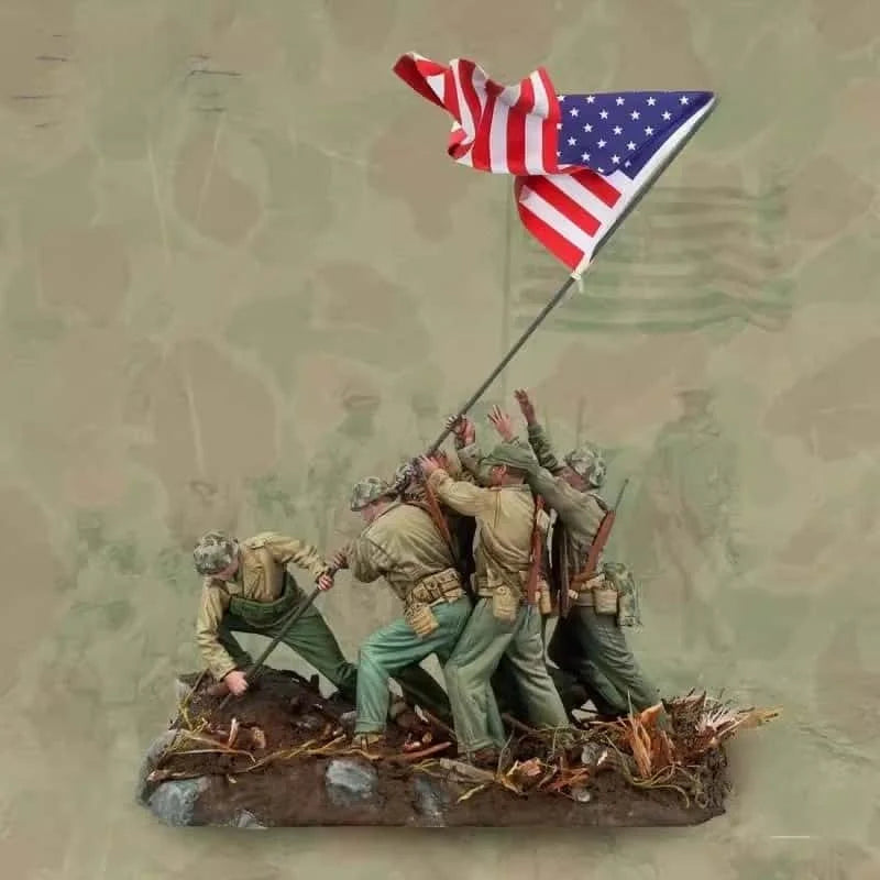 1/35 WWII US Infantry Flag Assault, 6 Figures, Resin Model Figure Kit, Unassembled and Unpainted