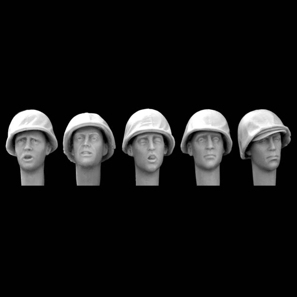 1/35 WWII US Infantry Heads with Helmet, 5 Figures, Resin Model Figure Kit, Unassembled and Unpainted