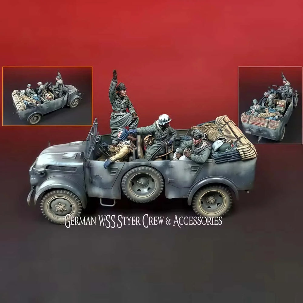 1/35 WWII German Styer Crew, 9 Figures, Resin Model Figure Kit, Unassembled and Unpainted