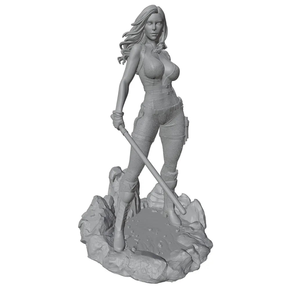 1/24 Commando with Tartan Armor and Staff, Resin Model Figure Kit, Sci-Fi Theme, Unassembled and Unpainted