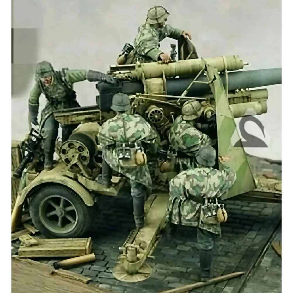 1/35 WWII German Flak Gun Crew, 5 Figures, Resin Model Figure Kit, Unassembled and Unpainted