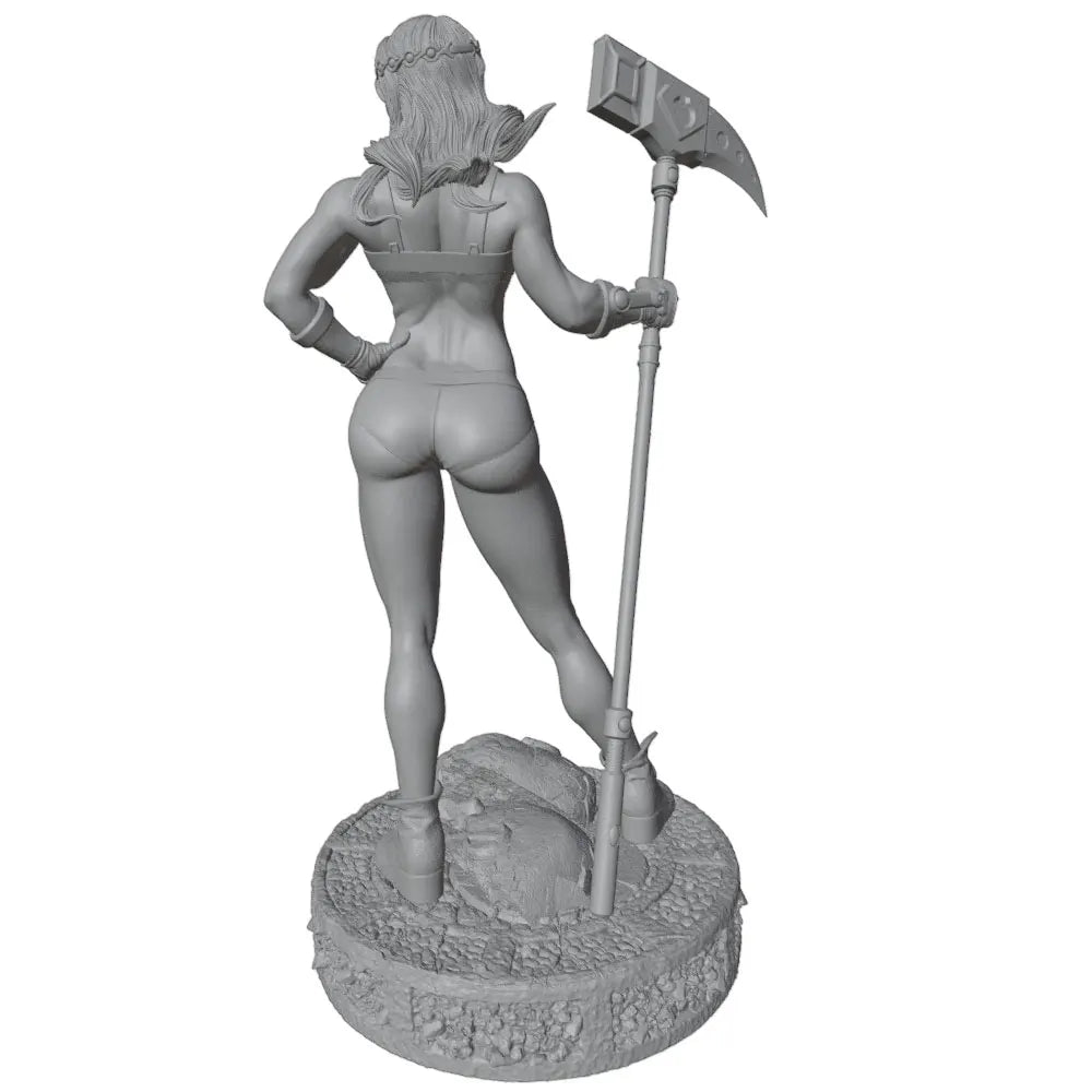 1/24 Female Warrior with Axe, Resin Model Figure Kit, Fantasy Theme, Unassembled and Unpainted