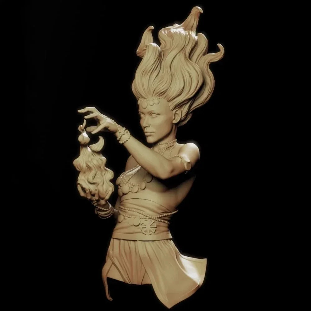 1/10 Fire Fairy Girl, Resin Model Bust Kit, Fantasy Theme, Unassembled and Unpainted