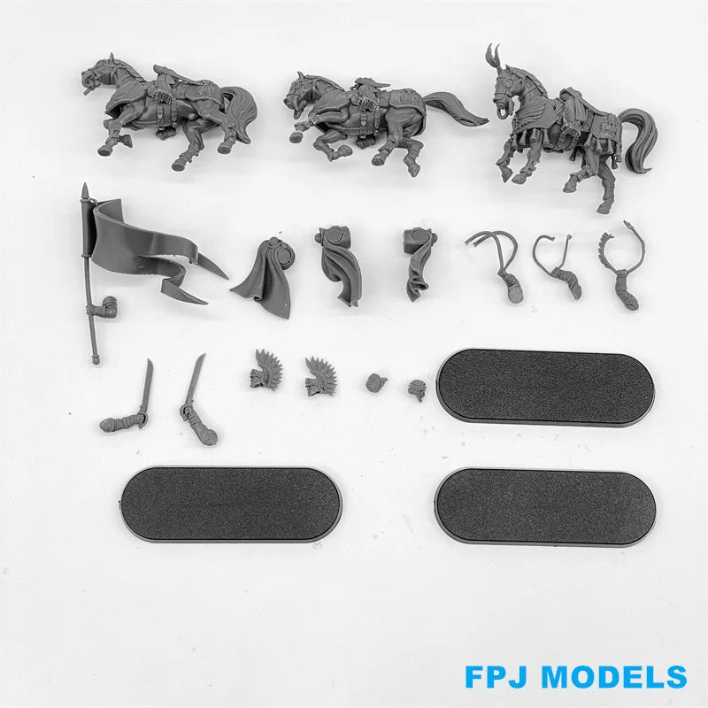 28mm Medieval Fantasy Medieval Cavalry Commanders, 12 Figures, Resin Model Figure Kit, Unassembled and Unpainted