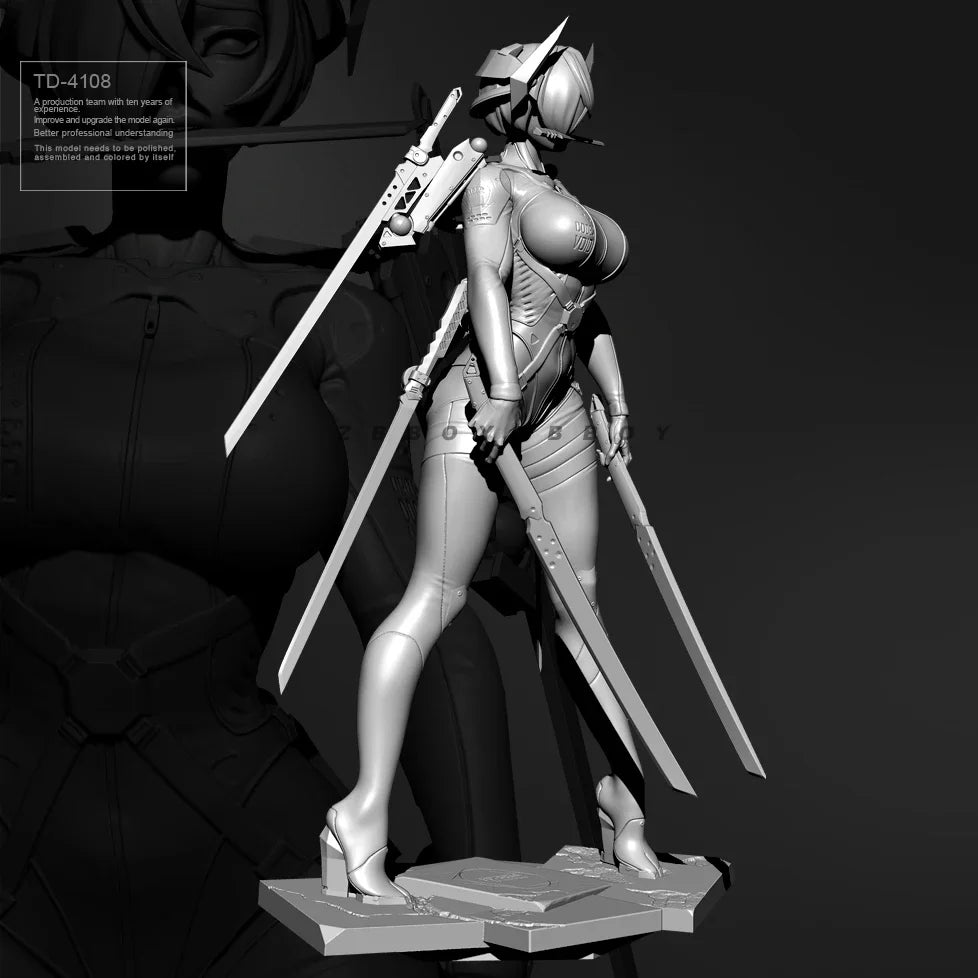 80mm Sci-Fi Female Warrior, Resin Model Figure Kit, Anime Theme, Unassembled and Unpainted