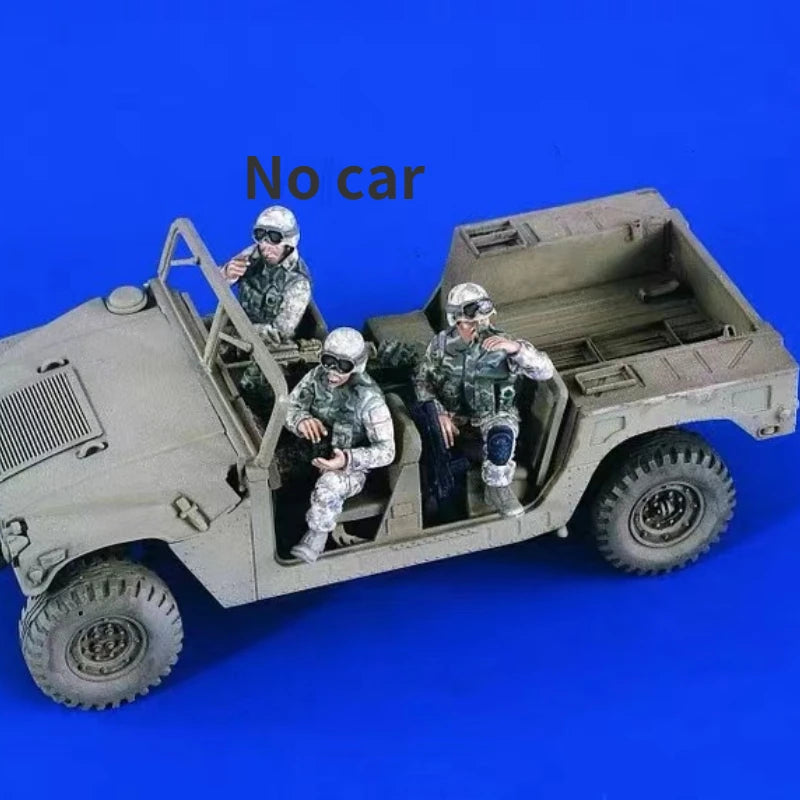 1/35 Modern US Soldiers with Humvee, 3 Figures, Resin Model Diorama Kit, Unassembled and Unpainted