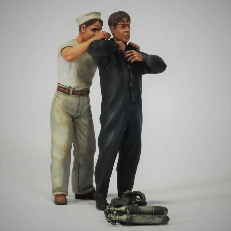 1/35 WWII Combat Diver Frogmen, 3 Figures, Resin Model Diorama Kit, Unassembled and Unpainted