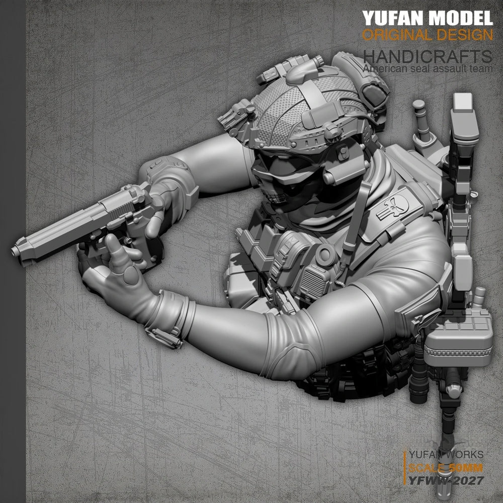 50mm Modern Navy SEAL, Resin Model Bust Kit, Unassembled and Unpainted