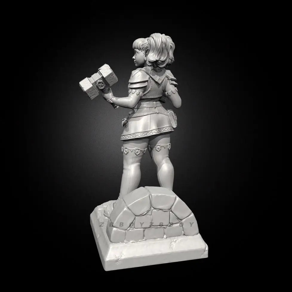 50mm Female Dwarf Warrior, Resin Model Bust Kit, Fantasy Theme, Unassembled and Unpainted