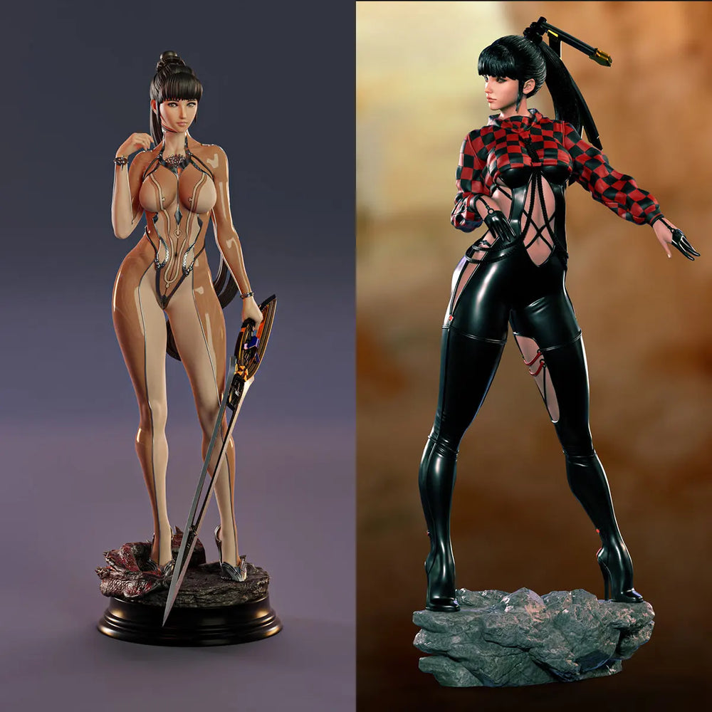 90mm Pin-Up Female Warriors, 8 Figures, Resin Model Figure Kit, Unassembled and Unpainted