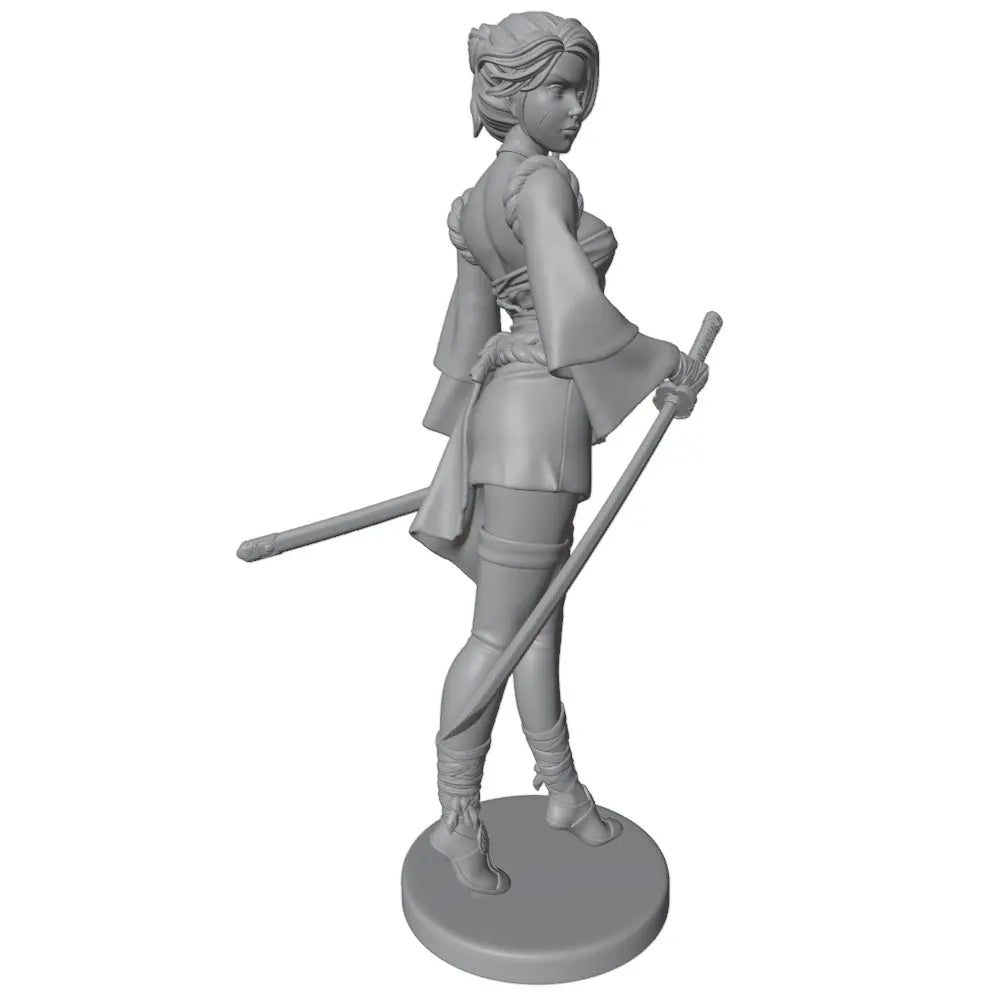 1/24 Dual-Wielding Swordswoman with Wrapped Armor, Resin Model Figure Kit, Fantasy Theme, Unassembled and Unpainted