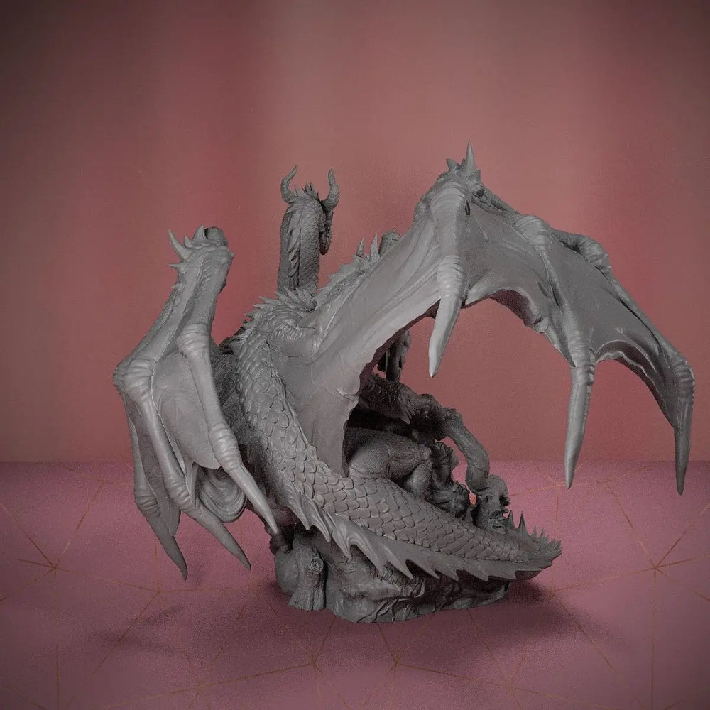 90mm Three-Headed Dragon Queen, Resin Model Figure Kit, Fantasy Theme, Unassembled and Unpainted