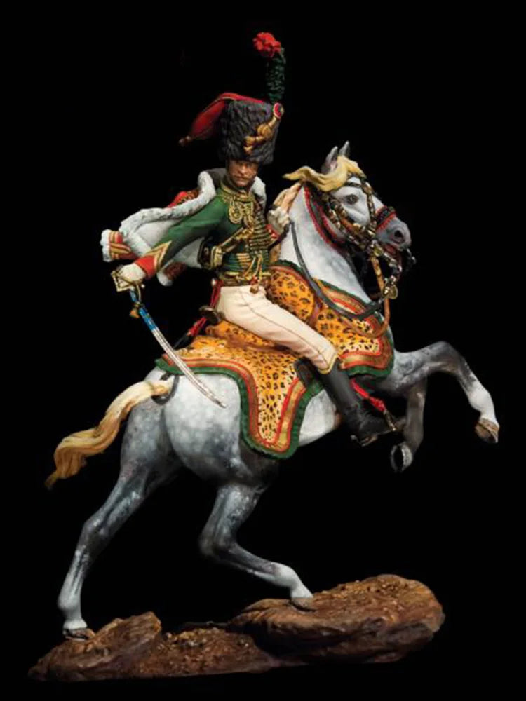 1/32 Ancient Cavalry Officer Rearing Mount, Resin Model Figure Kit, Unassembled and Unpainted