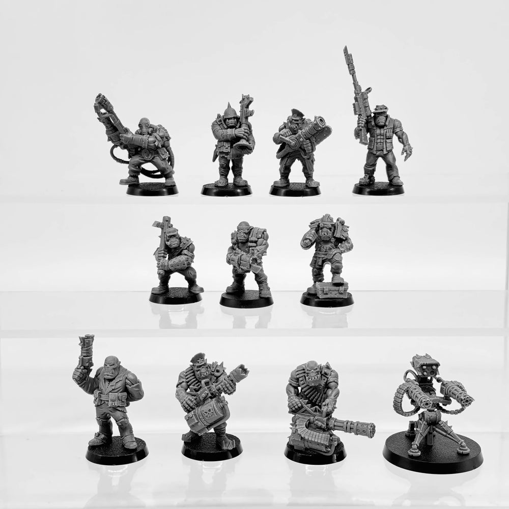 28mm Grimdark Infantry Soldiers, 11 Figures, Resin Model Figure Kit, Sci-Fi Theme, Unassembled and Unpainted