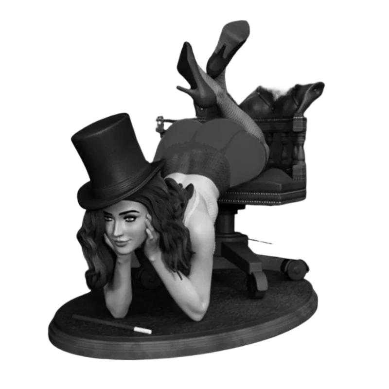 1/24 Pin-up Woman in Top Hat and Evening Gown, Resin Model Figure Kit, Fantasy Theme, Unassembled and Unpainted