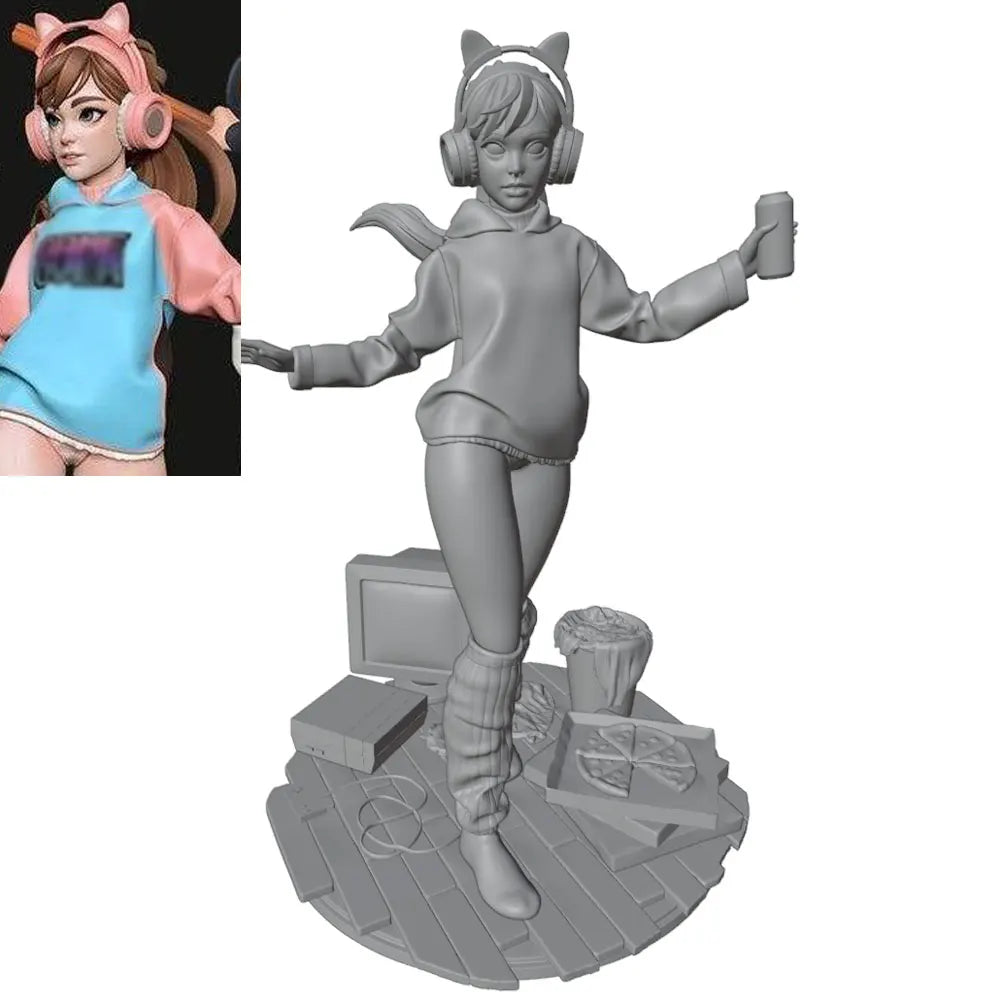 1/24 Catgirl Character, Resin Model Figure Kit, Anime Theme, Unassembled and Unpainted