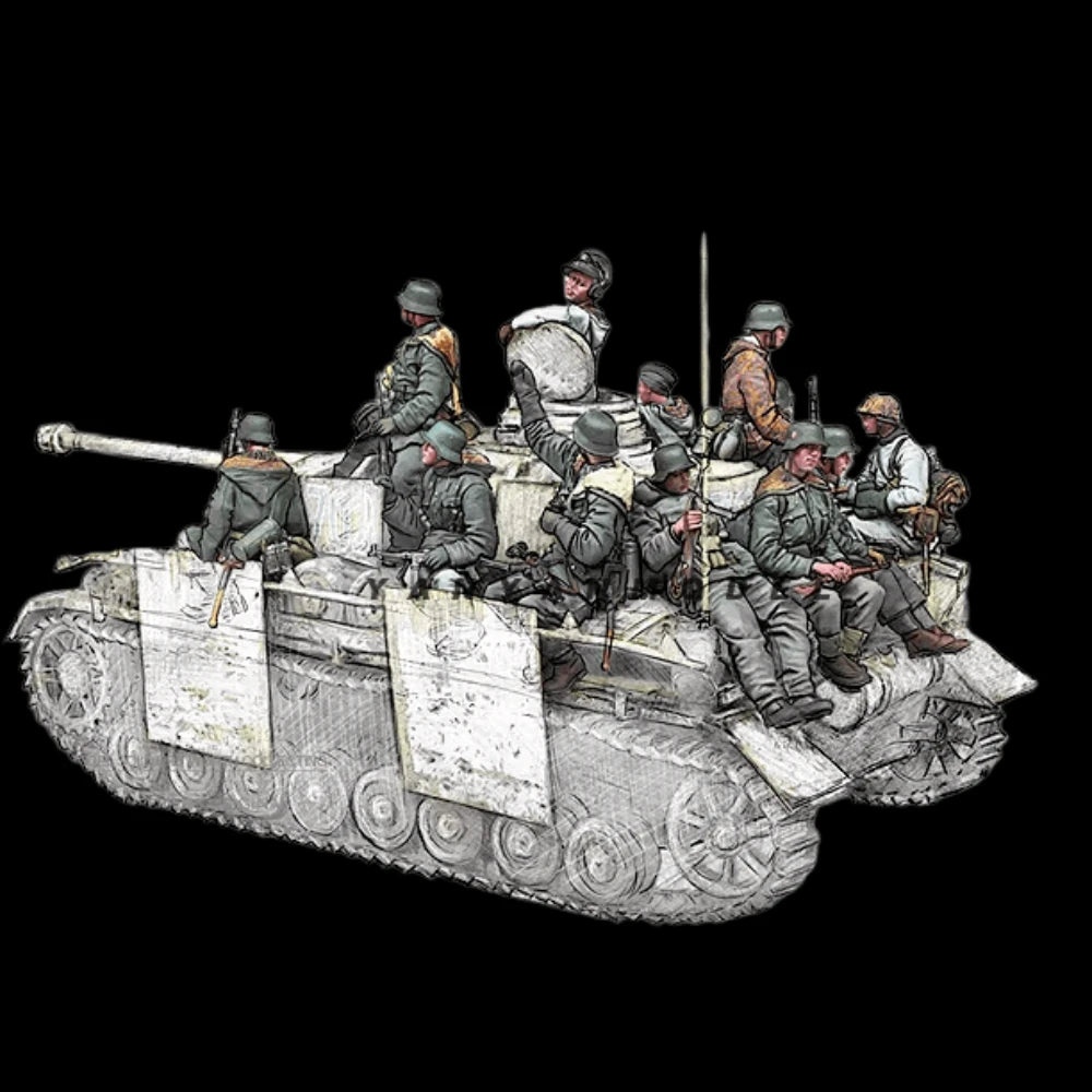 1/35 WWII Soviet Rifle Squad with Support Weapons, 13 Figures, Resin Model Figure Kit, Unassembled and Unpainted