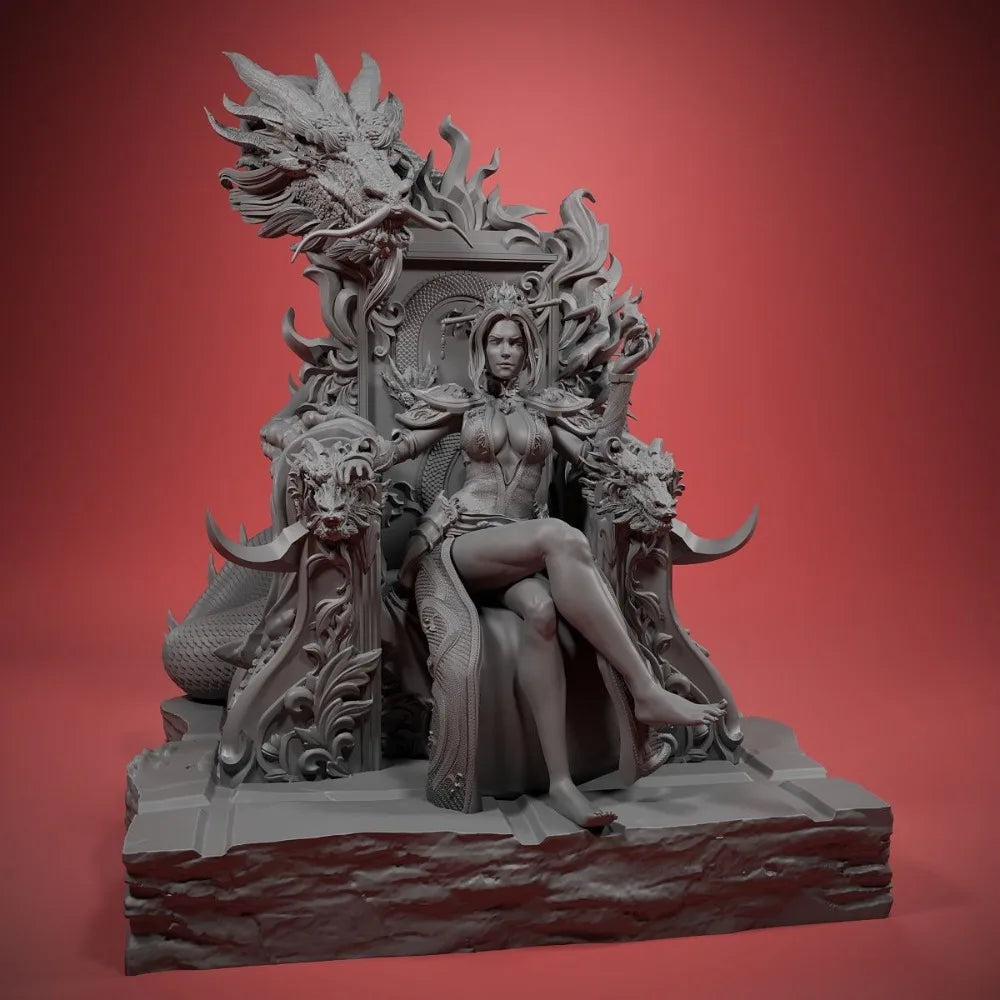 57mm Fire Dragon Empress, Resin Model Figure Kit, Fantasy Theme, Unassembled and Unpainted