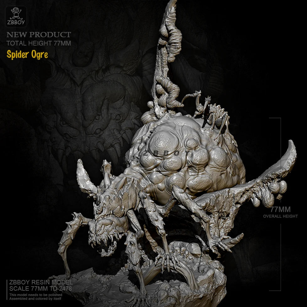 77mm Spider Ogre, Resin Model Creature Kit, Fantasy Theme, Unassembled and Unpainted
