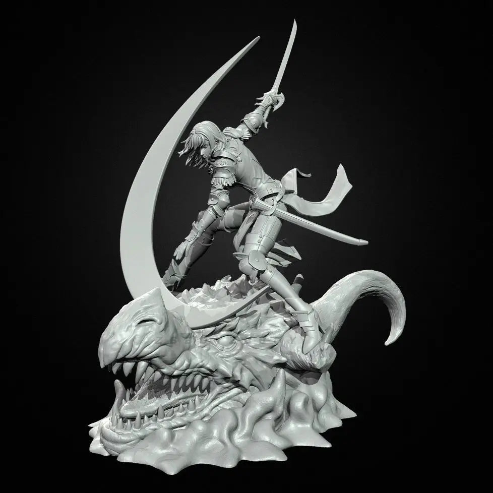 80mm Female Witch Swordsman, Resin Model Figure Kit, Fantasy Theme, Unassembled and Unpainted