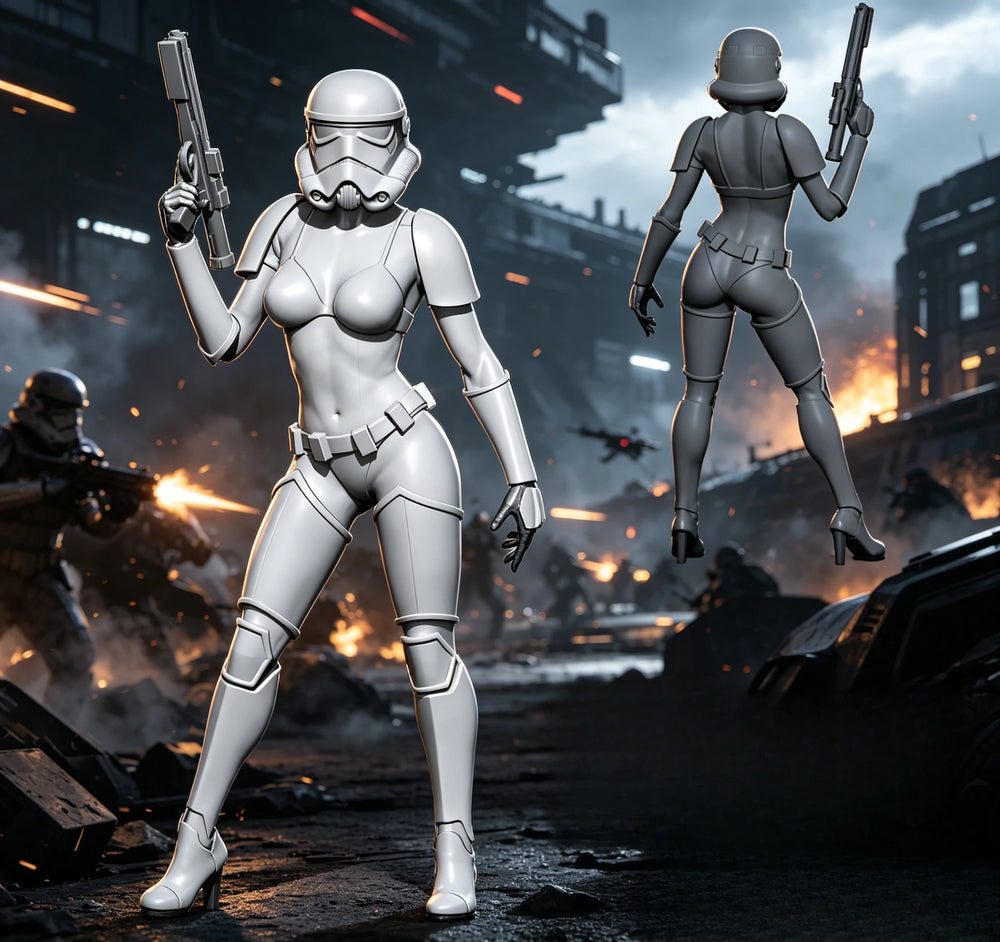 100mm Female Tactical Warrior, Resin Model Figure Kit, Sci-Fi Theme, Unassembled and Unpainted