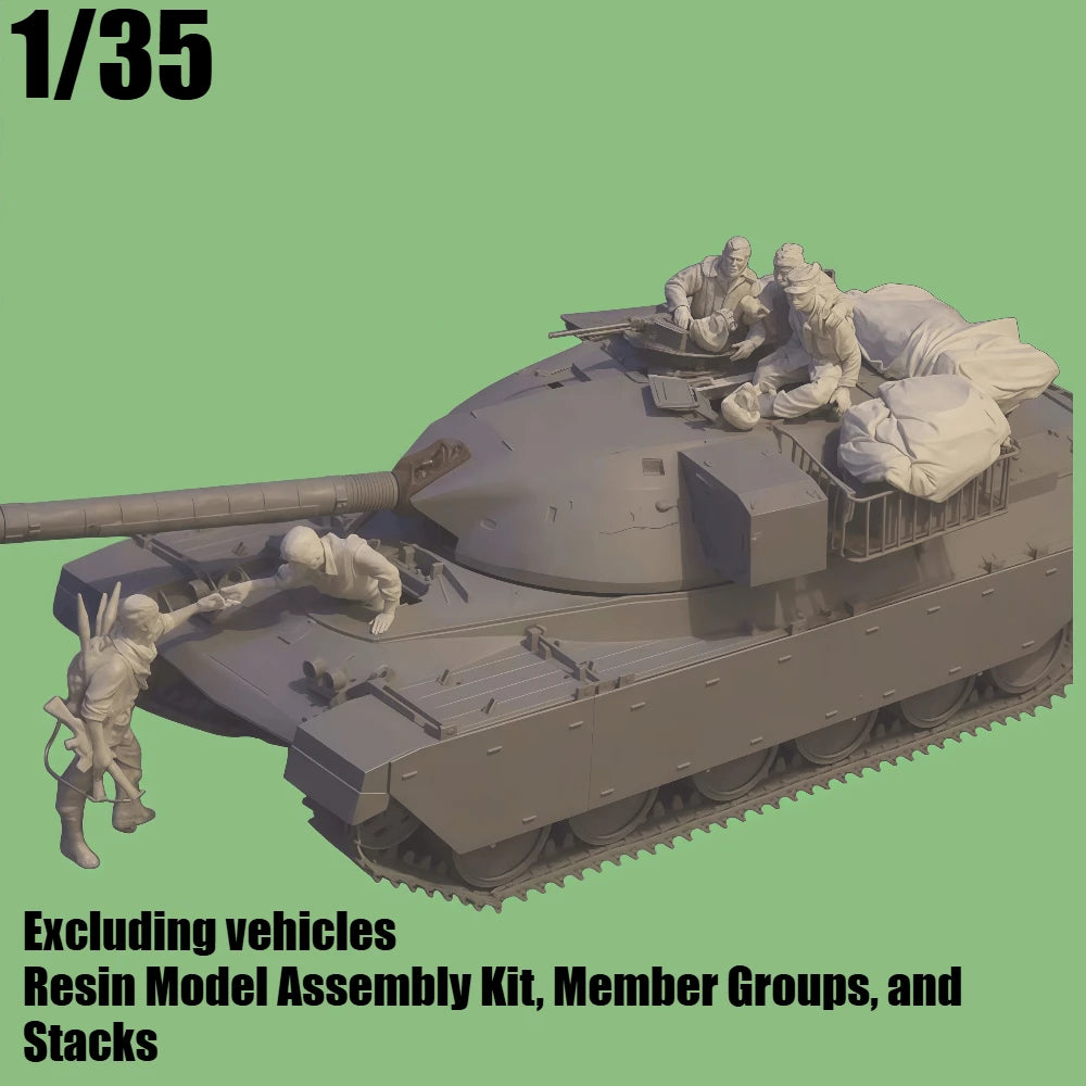 1/35 Modern Military & Debris, 4 Figures, Resin Model Figure Kit, Unassembled and Unpainted