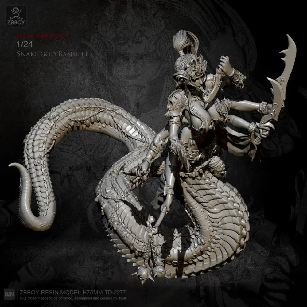75mm Demonic Serpent Spirit, Resin Model Figure Kit, Fantasy Theme, Unassembled and Unpainted