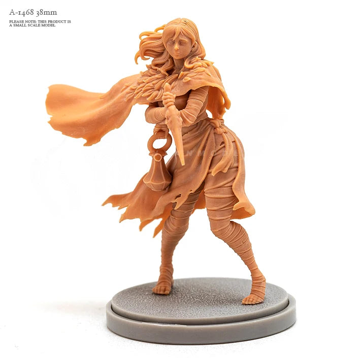 38mm Barefoot Warrior with Flowing Cape, Resin Model Figure Kit, Fantasy Theme, Unassembled and Unpainted