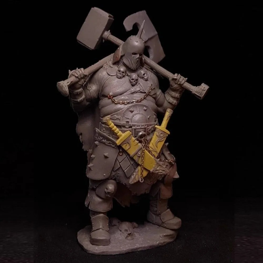 1/24 Horned Barbarian with Dual Axes, Resin Model Figure Kit, Fantasy Theme, Unassembled and Unpainted