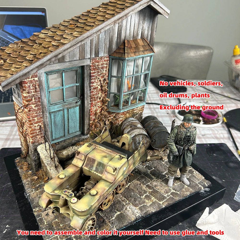 1/16 Modern Rural Cottage, Resin Model Diorama Kit, Unassembled and Unpainted